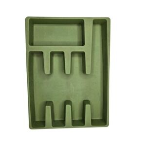 Vintage 70's Avocado Green Plastic Silverware Utensil Holder Organizer Tray 225